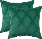 decorUhome Spring Euro Sham Throw Pillow Covers 24x24 Inch Set of 2, Soft Plush Faux Fur Wool Green Accent Couch Pillow Covers for Modern Farmhouse Bed Sofa Living Room