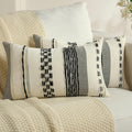 FUTEI Black White Decorative Throw Pillow Covers 12x20 Inch Set of 2, Soft Tufted Striped Textured Accent Pillow Case,Boho Pillows for Couch Decor