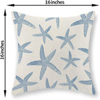 Navy Blue Starfish Pillow Covers 16x16 Set of 2 Coastal Throw Pillows Spring Summer Nautical Ocean Theme Beach Decorative Pillow Cases Farmhouse Outdoor Decor Cushion Case for Home Bedroom