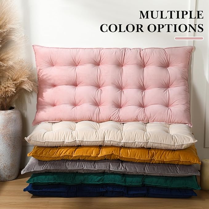 Bench Cushion for Indoor Furniture 40x20 in Velvet Thicken Indoor Window Seat Cushion, Piano Sofa, Entryway Storage, Bay Window Tufted Patio Porch Swing Bench Pad Memory Foam(Blush Powder)