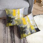 Emvency Set of 2 Yellow White and Black Throw Pillow Covers Modern Abstract Painting Decorative Pillow Cases Home Decor Standard Square 16x16 Inches Pillowcases