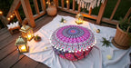 INDIAN CRAFT CASTLE ICC Mandala Barmeri Large Floor Pillow Cover Cushion Meditation Seating Ottoman Throw Cover Hippie Decorative Zipped Bohemian Pouf Ottoman Cases Pink Peacock 16" Round