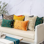 Yangest Orange Yellow Square Throw Pillow Cover Wavy Velvet Cushion Cover Modern Zippered Pillowcase for Sofa Couch Bedroom Living Room Chair, 20 x 20 Inch