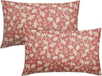 Coral Pink Pillow Covers 12x20 Set of 2 Vintage Floral Rustic Old Style Cute Flower Print Rectangle Decorative Outdoor Pillowcases Seasonal Farmhouse Throw Cushion Case Couch Sofa Bed Decor