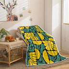 Boho Abstract Colorful Floral Throw Blanket, Vintage Retro Patchwork Yellow Green Flower Botanical Geometric Aesthetic Groovy Flannel Throw Blanket for Chair Bed Sofa Couch, 50X60IN