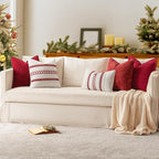 MIULEE Pack of 2 Christmas Pillow Covers 12x20 Inch Red Farmhouse Decorative Throw Pillow Covers with Stitched Edge Soft Chenille Solid Dyed Couch Pillow Covers for Sofa Bed Living Room
