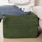 20x20x14 Inches Fluffy Square Pouf Ottoman - Plush Furry Boneless Ottoman Foot Rest Stool with High-Density Foam, Versatile Floor Seating for Living Room (Forest Green)