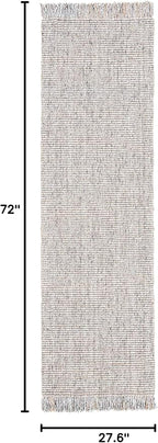 SAFAVIEH Natural Fiber Collection Runner Rug - 2'3" x 6', Grey & Natural, Handmade Woven Fringe Jute, Ideal for High Traffic Areas in Living Room, Bedroom (NF826F)
