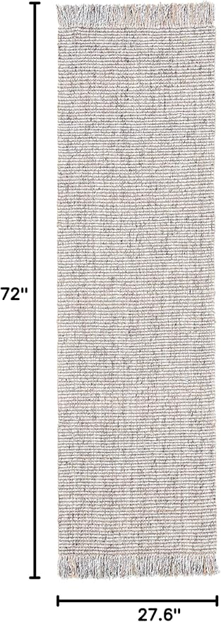 SAFAVIEH Natural Fiber Collection Runner Rug - 2'3" x 6', Grey & Natural, Handmade Woven Fringe Jute, Ideal for High Traffic Areas in Living Room, Bedroom (NF826F)