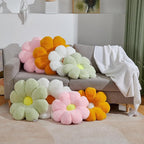 20" Large Flower Pillow Daisy Pillow Seat Cushion – White Faux Rabbit Fur Plush Throw Pillow, Cozy Floor Cushion & Gift for Kids Girls Adults