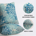 Light Blue Pillow Covers 22X22 Inch Set of 2, Spring Summer Floral Dahlia Flower Cream Decorative Throw Pillow Covers Outdoor Modern Farmhouse Cushion Case for Home Couch Sofa Bed Decor