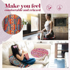 Nuogo 12 Pcs Bohemian Floor Cushions Bulk 15 Inch Boho Floor Sitting Meditation Pillows Yoga Mandala Meditation Pouf for Living Room Balcony Office Tatami(Round)