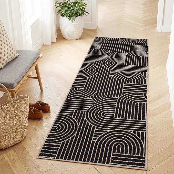 GarveeHome Easy Jute 2x6 Modern Rainbow Runner Rug for Kitchen Hallway Bedroom Non Slip Indoor Outdoor Runner Door Mat for Laundry Porch