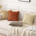 MIULEE Pack of 2 Corduroy Decorative Throw Pillow Covers 24x24 Inch Soft Boho Striped Pillow Covers Modern Farmhouse Home Decor for Sofa Living Room Couch Bed Khaki
