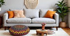 ICC 32 Inch Floor Pillows & Cushions Covers Decorative Hippie Mandala Pouf Pillow Covers Bohemian Seating Meditation Cushion Cover Large Boho Ottoman Case Pillowcase for Couch Blue Multi