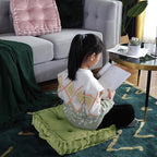 vctops Square Solid Color Velvet Seat Cushion with Handle Tufted Thicken Chair Pad Tatami Floor Pillow Cushion 16.5"x16.5"x4" Grass Green