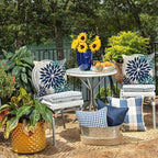 DFXSZ Navy Blue Flower Pillow Covers 18x18 Inch Set of 2 Outdoor Throw Pillows Outdoor Waterproof Decor for Living Room Sofa Patio Funiture Garden Floral Polyester Pillow Covers 002X18