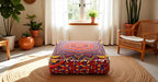 CRAFT KALA Large Hippie Mandala Meditation Floor Ottoman Pillow Cushion Pouf Cover Square Poufs Bohemian Circle Floor Cushion Case Outdoor Fireplace Yoga Living Room Decor Cover New Orange, 18" Square