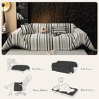 Striped Couch Cover Blankets, Boho Couch Covers, Sofa Blanket Cover for Dogs, Medium Couch Covers for Recliner and Chair, Chenille Sofa Covers Washable Sectional(1pc/Black/59×71")