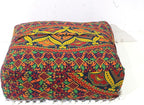 CRAFT KALA Large Hippie Mandala Meditation Floor Ottoman Pillow Cushion Pouf Cover Square Poufs Bohemian Circle Floor Cushion Case Outdoor Fireplace Yoga Living Room Decor Cover New Blue, 24" Square