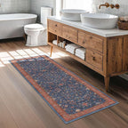 Navy Blue Runner Rug 2x5 for Hallway, Kitchen, Bathroom, Mudroom, Laundry Room, Washable Non Slip Non Skid Rubber Backing Low Pile Stain Resistance