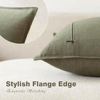 Foindtower Pack of 2, Decorative Linen Soild Throw Pillow Covers Accent Lumbar Cushion Case Boho Farmhouse Pillowcase for Chair Couch Sofa Bedroom Living Room Home Decor 12x20 Inch Olive Branch Green