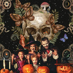 Avinyl Halloween Gothic Tapestry for Bedroom,Vintage Goth Skull Whichy Butterfly Floral Wall Tapestries, Skeleton Moth Mushrooms Poster Backdrop for Living Gaming Room Dorm Decor 60in X 79in