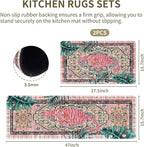 Tiger Rugs for Kitchen Floor, Anti Fatigue Mats for Kitchen Floor Non Slip, 2PCS Rubber Kitchen Mat, Washable Cushioned Carpet Rug for Sink Laundry Gifts for Christmas 15.7"×27.5" +15.7"×47" 3.5mm
