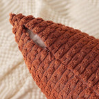 Kevin Textile Fall 14x20 Inch Pillow Cover 1 Pack Boho Decorative Soft Striped Corduroy Lumbar Farmhouse Solid Color Accent Rectangle Cushion Case for Living Room Couch Sofa Bed, Rust