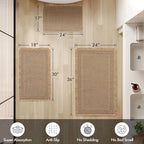 MIULEE Set of 2 Waffle Bathroom Rugs, Boho Bath Rug Super Absorbent, Non Slip Washable Ultra Soft Rubber Backed Shower Bath Mats for Floor, Tub, Shower, Bordered Design, Brown, 17"x24"+18"x30"