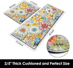 Arttown Boho Anti-Fatigue Kitchen Rug Set of 2 Colorful Floral Mandala Cushioned Floor Standing Mat Waterproof Non-Slip Mat and PVC Ergonomic Comfort Foam Rug