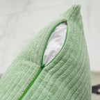 Home Brilliant Holiday Decor Solid Plush Corduroy Striped Square Spring Pillow Covers Set of 2 Cushion Covers for Living Room Decor, 50cm, 20 x 20 Inch, Sage Green