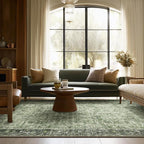 6x9 Washable Rug Vintage Fade Resistant Boho Distressed Non-Slip Indoor Large Carpet Low Pile Lightweight & High-Traffic Safe for Bedroom, Dorm, Playroom - Farmhouse Decor