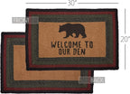 VHC Brands Wyatt Stenciled Bear Jute Rug Rect Welcome to Our Den w/Pad 20x30
