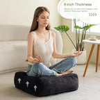 HIGOGOGO 8" Extra Thick Floor Pillow Cushion for Adults, Meditation Cushion Pillow, Large Square Floor Sitting, Tufted Corduroy Cover, for Tatami Living Room or Yoga, 22x22 Inch, Black