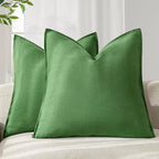 Foindtower Pack of 2, Decorative Linen Soild Throw Pillow Covers Soft Accent Euro Cushion Case Boho Farmhouse Pillowcase for Chair Couch Sofa Bedroom Living Room Home Decor 26 x 26 Inch Forest Green
