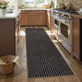 Lahome Neutral Geometric Kitchen Rugs, 2x8 Washable Entryway Hallway Runner Rug Non Slip, Farmhouse Rhombus Low Pile Non Shedding Black Indoor Outdoor Carpet Runner for Laundry Room