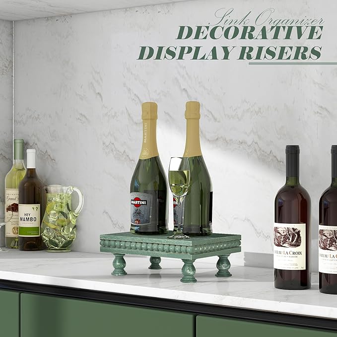EOSAHR Pine Wood Display Riser for House Decor – Decorative Pedestal Stand for Displaying Home Decorations, Soap Dispenser, Small Plant Stand - Ideal Modern Farmhouse Decor (Green)