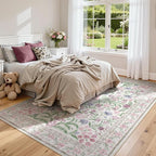 Lahome Sylvie 6x9 Purple Rugs for Bedroom, Boho Chic Machine Washable Nursery Rug, Large Non-Slip Carpet for Master Bedroom Under King Size Bed, Lounge, Dorm, Living Room Decor