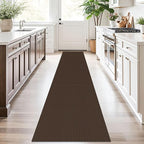 KOZYFLY Runners for Hallways 2x10 ft Washable Kitchen Runner Non Slip Rubber Backed Hallway Rugs Cotton Entryway Runner Rug Floor Carpet for Indoor Hall, Backdoor, Kitchen, Reddish Brown/Coffee