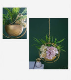 Boho Gold Metal Plant Hanger,Metal Geometric Hanging Planter, Modern Planter, Mid Century Air Plant Holder Stand, Minimalist Planter for Indoor Outdoor Home Wedding Decor