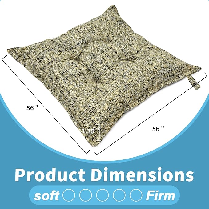 SINSOSSO Large Floor Pillow 22", Thickened Bite-Size Memory Foam Square Non-Slip Cushion for Office Back Support/Indoor Yoga/Chair Seat, Fashionable Color-Blocked Fabric & Washable, Yellow, 1 PCS