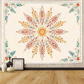 Accnicc Boho Floral Mandala Tapestry for Bedroom Bohemian Flower Wall Tapestry Aesthetic Small Watercolor Yellow Beige Hippie Indian Tapestries Wall Hanging for Living Room Dorm Decor 48 x 32 Inch