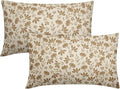 Brown Floral Pillow Covers 12x20 Set of 2 Vintage Rustic Old Style Cute Small Flower Brown Cream Print Decorative Outdoor Pillowcases Farmhouse Throw Cushion Case Decor for Couch Sofa Bed