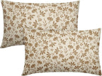 Brown Floral Pillow Covers 12x20 Set of 2 Vintage Rustic Old Style Cute Small Flower Brown Cream Print Decorative Outdoor Pillowcases Farmhouse Throw Cushion Case Decor for Couch Sofa Bed