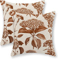 Orange Pillow Covers 16x16 Set of 2 Vintage Boho Floral Hydrangea Herbs Botanical Fall Throw Pillows Fall Outdoor Decoration Pillowcase Linen Farmhouse Cushion Case Decorative for Couch Sofa