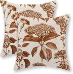 Orange Pillow Covers 18x18 Set of 2 Vintage Boho Floral Hydrangea Herbs Botanical Fall Throw Pillows Fall Outdoor Decoration Pillowcase Linen Farmhouse Cushion Case Decorative for Couch Sofa