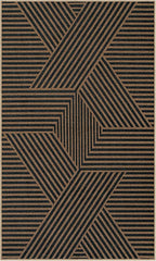 Lahome Enfys Modern Geometric Outdoor Easy Jute Rug, 3x5 Indoor Outdoor Rugs for Living Room Black Entryway Carpet, Farmhouse Washable Non Slip Carpet for Patio Courtyard Bedroom