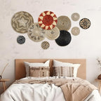 Tatuo 11 Pcs Boho Wall Basket Decor Decorative Bulrush Woven Basket Wall Decor Art Round Farmhouse Hanging Baskets for Kitchen Rustic Home Summer Decorations, Multi Sizes (Dark)