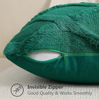 decorUhome Spring Euro Sham Throw Pillow Covers 22x22 Inch Set of 2, Soft Plush Faux Fur Wool Green Accent Couch Pillow Covers for Modern Farmhouse Bed Sofa Living Room